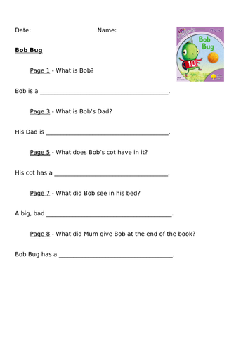 Bob Bug (Songbirds Level 1+) Comprehension
