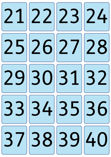 Number Cards 0-50