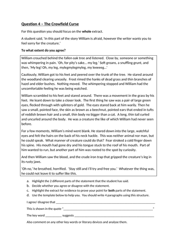 Language Paper 1 Worksheets Q1,Q2 and Q4