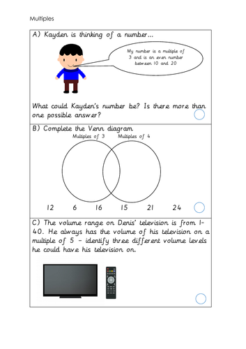 KS2 Differentiated multiples problem solving and reasoning word problems