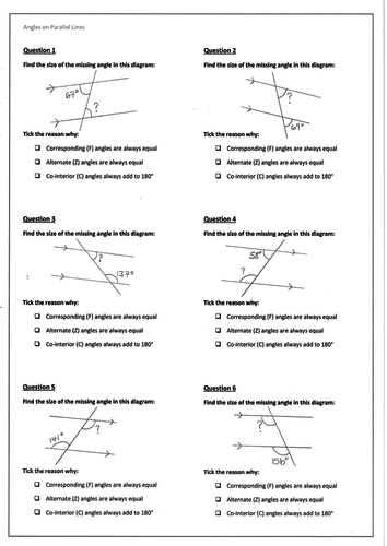 Introducing Angles on Parallel Lines