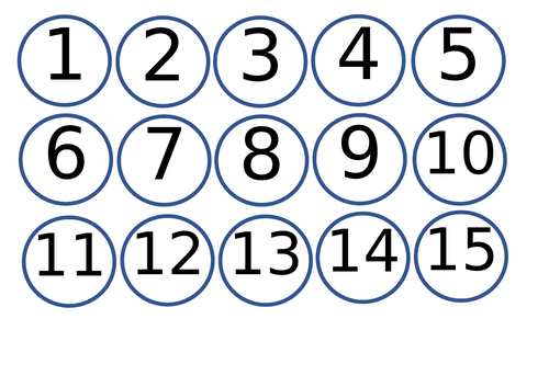 Number circles 1 to 30