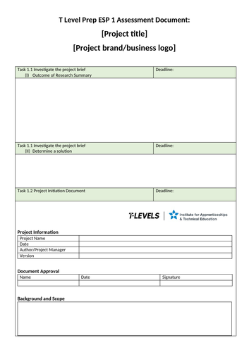 T Level Transition (Level 2) Project Template - Business and Administration route