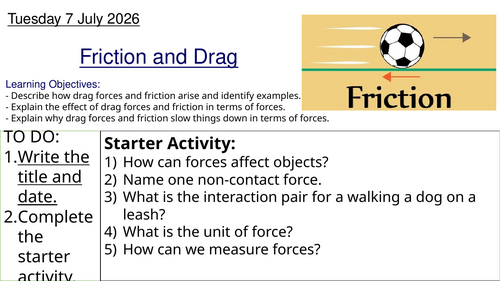 KS3 Physics Friction, Drag, Air Resistance and Water Resistance: Complete Lesson