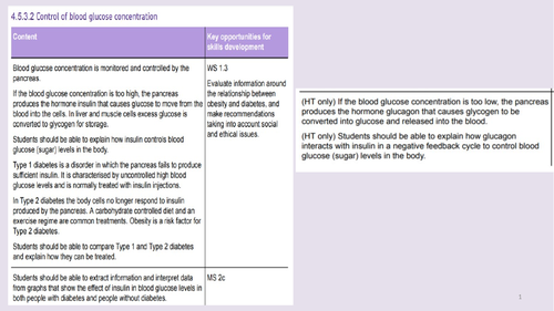 Blood sugar, negative feedback and Diabetes lessons
