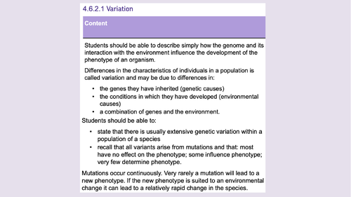 GCSE inheritance sequence of lessons