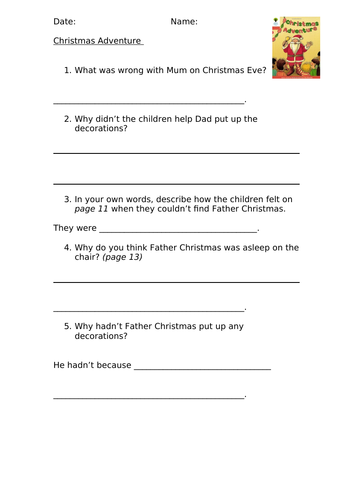 Christmas Adventure (ORT Level 6) Comprehension