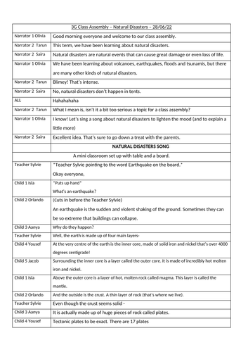 Natural Disasters Assembly Script