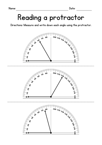Reading a Protractor - Geometry Worksheets