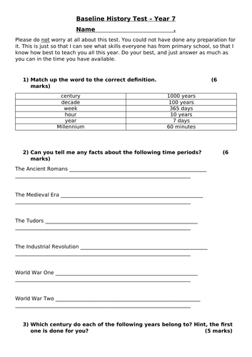 Baseline History Test Year 7