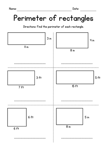 Perimeter of Rectangles - Geometry Worksheets