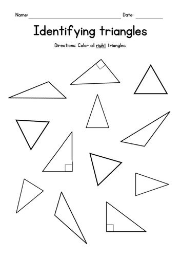 Identifying & Coloring Triangles Worksheets