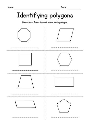 Drawing & Identifying Polygons Worksheets