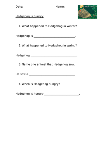 Hedgehog is Hungry (PM Level 3) Comprehension