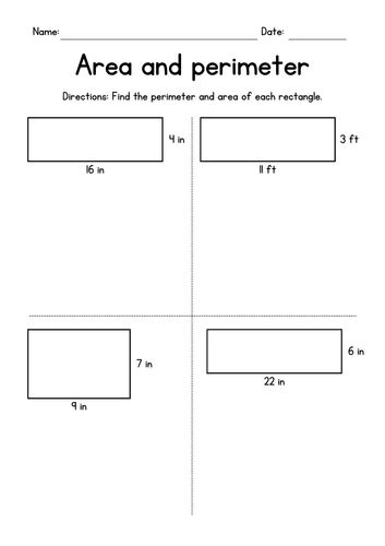 perimeter and area of a rectangle worksheet