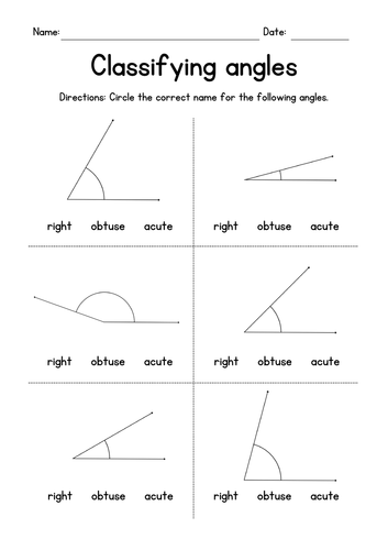 Measuring and Classifying Angles Worksheets