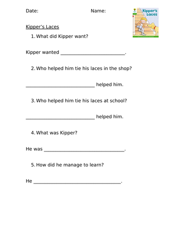 Kipper's Laces (ORT Level 2) Comprehension