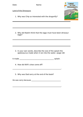 Land of the Dinosaurs (ORT Level 6) Comprehension
