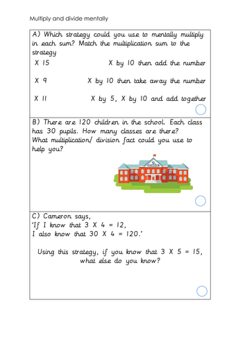KS2 Differentiated mental multiplication and division word / reasoning problems