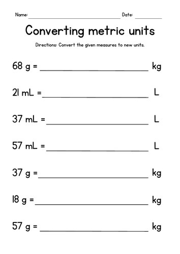 Converting Metric Units of Mass and Volume