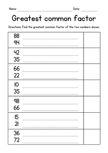 Find the GCF of Two Numbers - Greatest Common Factor