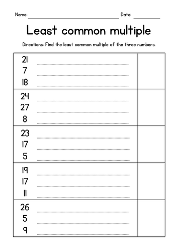 Find The Least Common Multiple Of 3 Numbers LCM Worksheets Teaching 