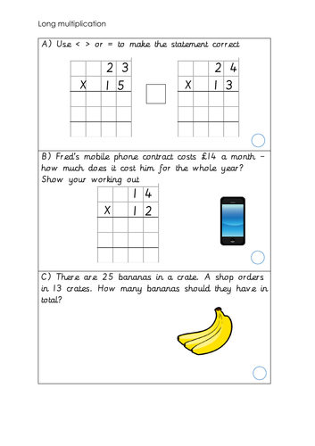 long multiplication reasoning and problem solving