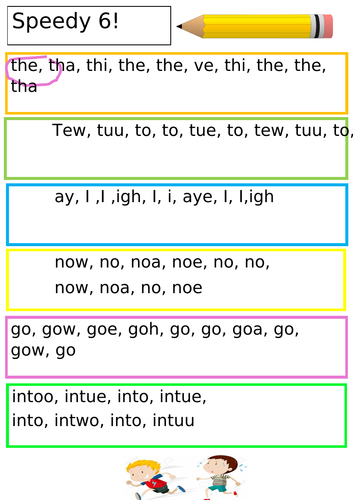 Phase 2 -5 Tricky Words Speedy Spellers