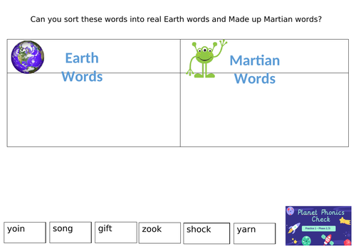 Y1 Phonics Screening check Word Sort