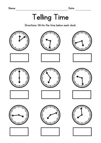 Telling Time 1 Minute Intervals Reading Analog Clocks Teaching