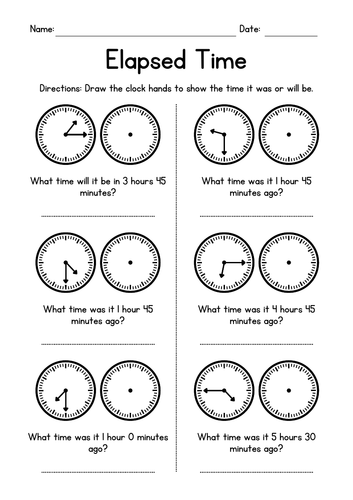 Elapsed Time (15 minute intervals) Worksheets | Teaching Resources