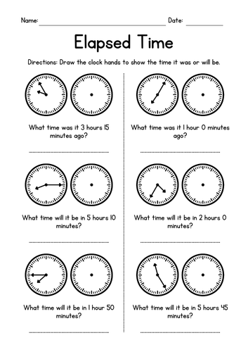 Elapsed Time (5 minute intervals) Worksheets | Teaching Resources