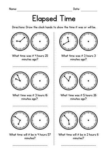 Elapsed Time (1 minute intervals) Worksheets | Teaching Resources