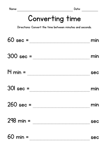 Converting Units of Time Worksheets