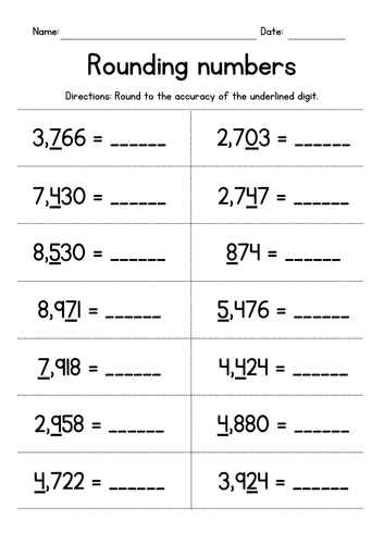 Rounding Numbers to the Nearest 10, 100 or 1,000