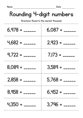 Rounding 4-Digit Numbers to the Nearest Thousand