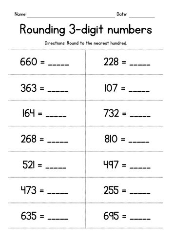 Rounding 3-Digit Numbers to the Nearest Hundred