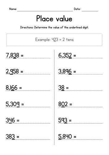 Place Value Thousands Hundreds Tens Ones Teaching Resources