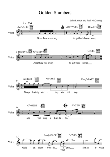 Golden Slumbers Leadsheet