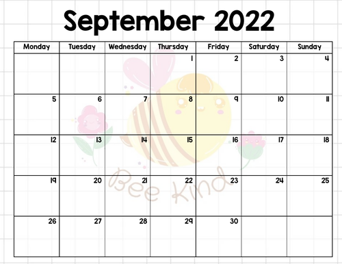 2022-23 Calendar Bee Kind