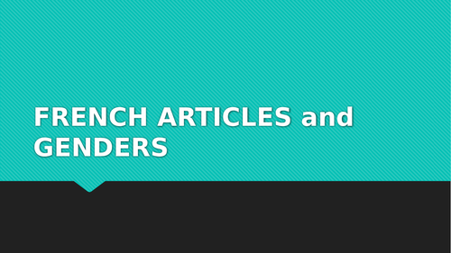 French Articles and Genders
