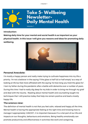 Staff Wellbeing Newsletter-Daily Mental Health (Staff Mental Health)