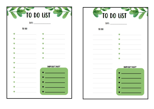 Botanical to do list and weekly planner