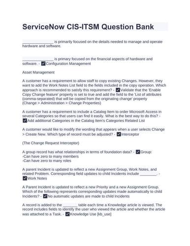 CIS-ITSM Reliable Test Blueprint