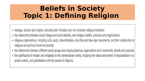 AQA A Level Beliefs - Definitions of Religion