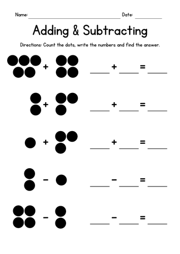 Adding & Subtracting Dots Worksheets