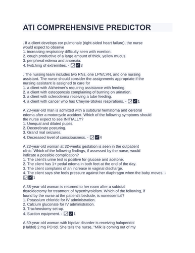 ATI COMPREHENSIVE PREDICTOR (2022/2023) REAL EXAM ALREADY GRADED A