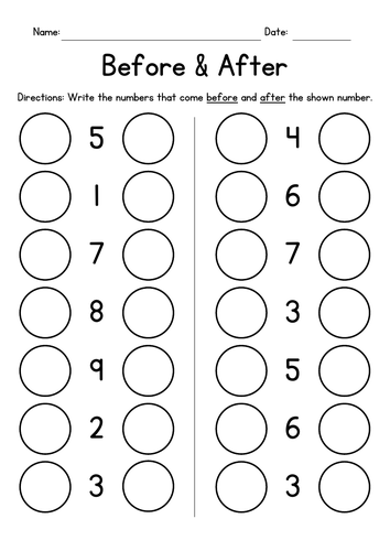 Before & After Single-Digit Numbers