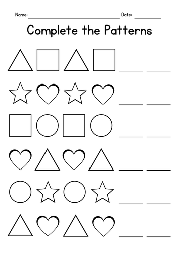 Complete the Patterns - Drawing Shapes | Teaching Resources