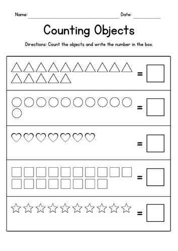 Counting Objects Worksheets